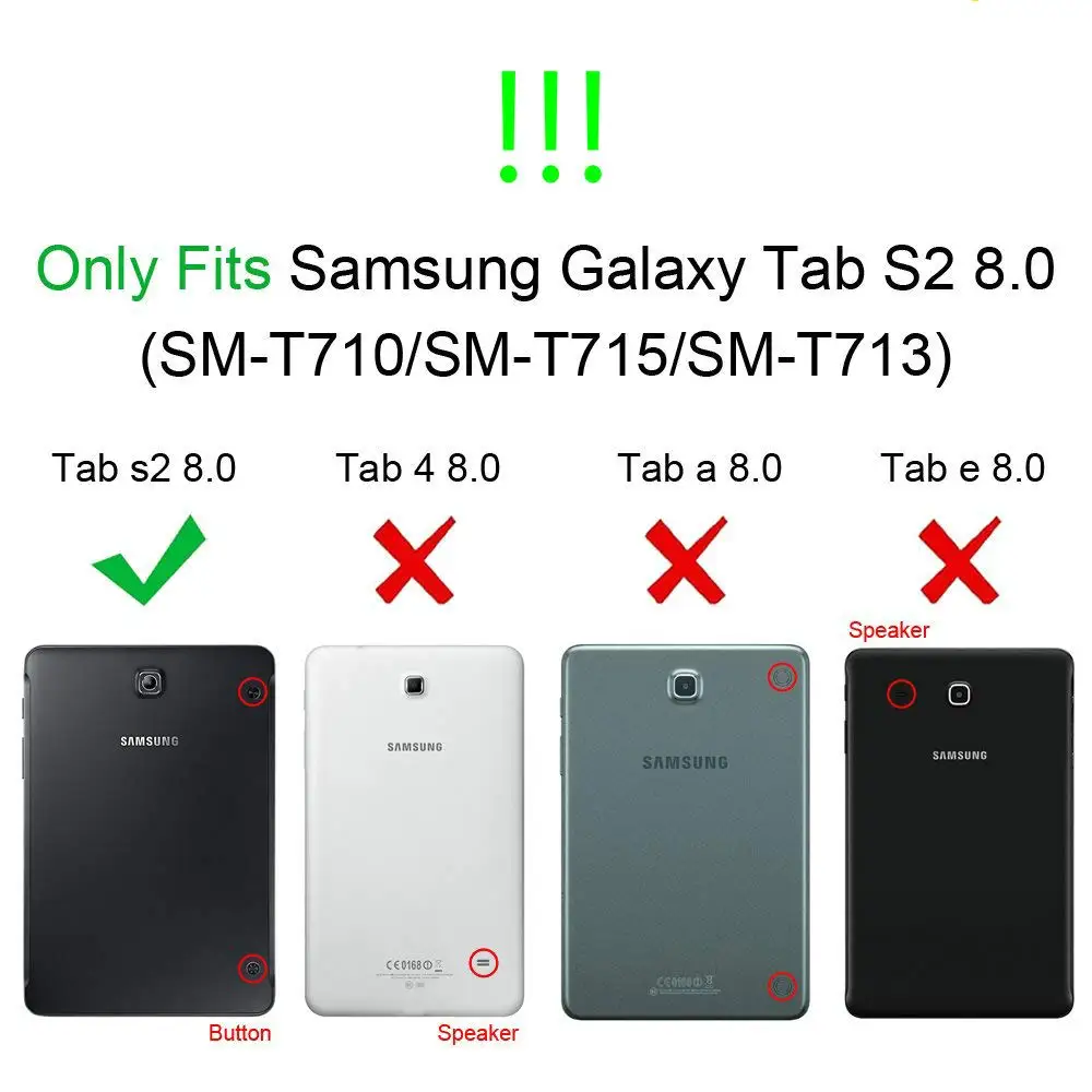 Case for Samsung Galaxy Tab S2 8.0 inch T710 T713 T715C T719C,Shell Trifold Stand Protect Cover with Auto Wake/Sleep Function