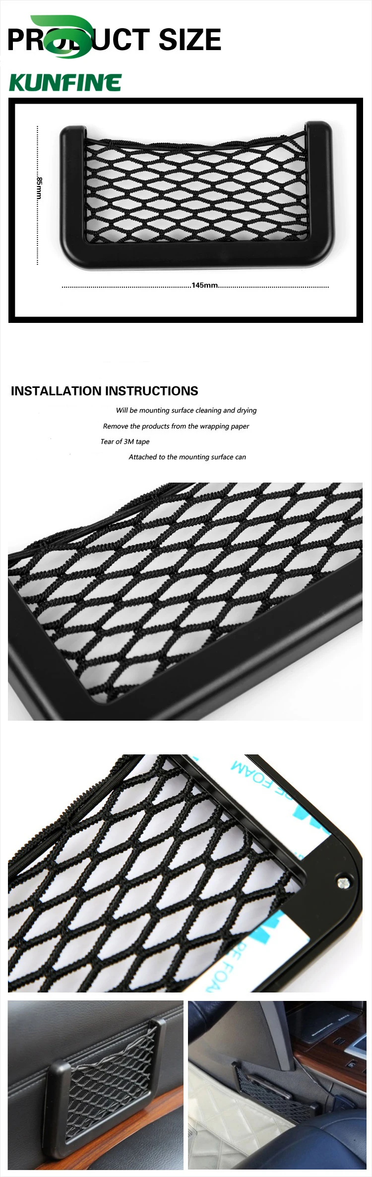 Car Multifunctional Phone Storage Net String Bag Phone Holder Ticket Pocket J