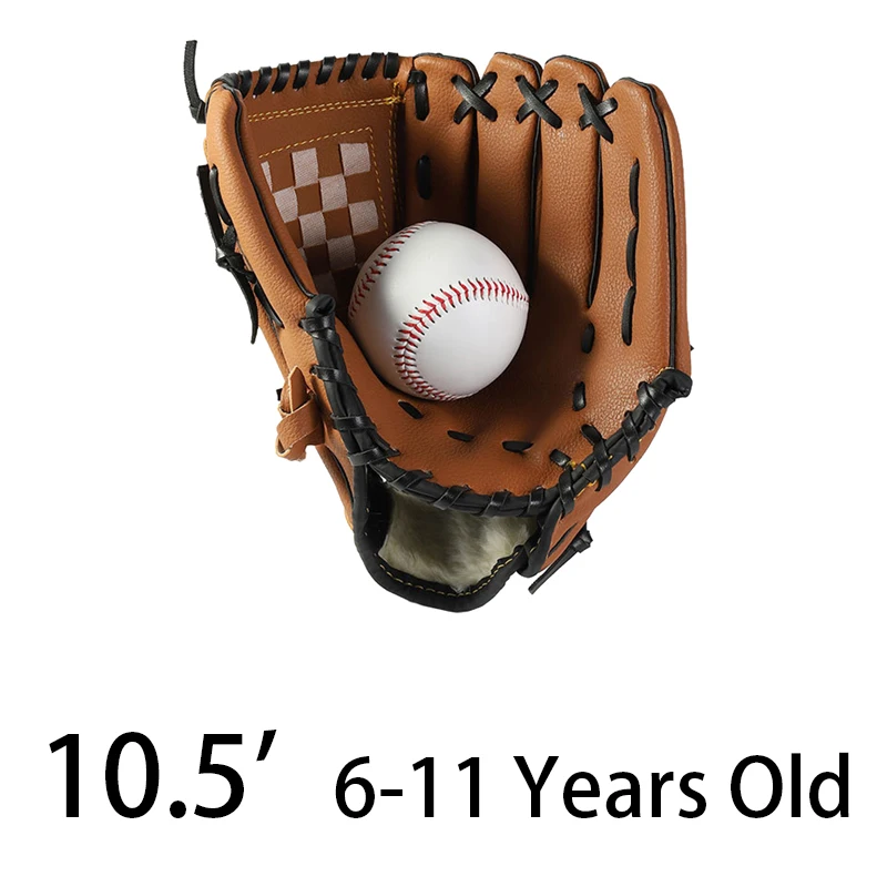 Kids/Adults Baseball Set With 1 Baseball Glove& 1 Ball 3 Colors Thick Leather Glove Baseball Mitt - Цвет: 10.5 inch brown