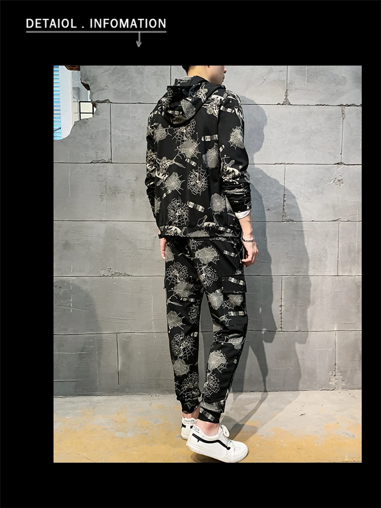Мужская куртка с цветочным принтом; брюки; Chandal Hombre; тренировочный костюм; Mannen; толстовка с капюшоном; брюки; комплект из 2 предметов; уличная одежда; куртка+ брюки