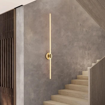 

Gold Color Modern LED brief bedroom study wall lights simple bedside lamp Creative 360 degree light Living room Home wall lamps
