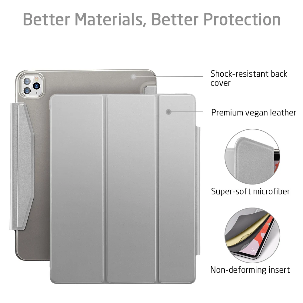 ESR for iPad Air 4 Case for iPad Pro 11 12.9 2021 Case for iPad 8th Gen Case Back Cover with Closure Clasp for iPad Pro 11 2020