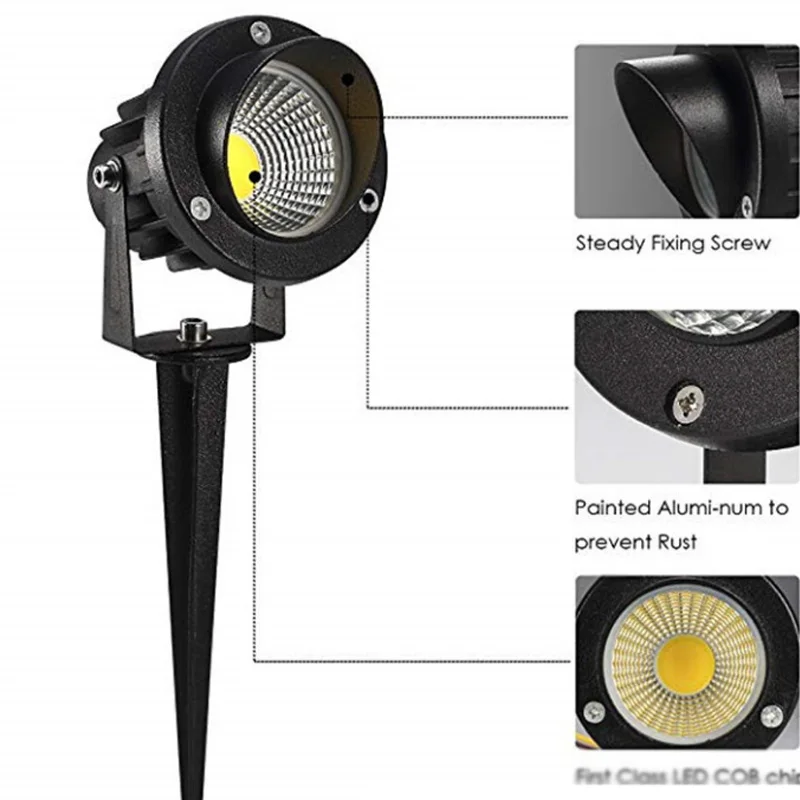LED COB Garden lighting 3W 5W 10W Outdoor Spike Lawn Lamp Waterproof Lighting Led Light Garden Path Spotlights AC220V DC12V