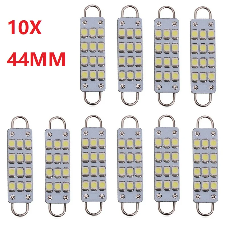 

10PCS Festoon C5W Led Rigid Loop 44MM Dome Map Light Car Bulbs 12V DC 1210 561 567 562 License Plate Lamp White Interior