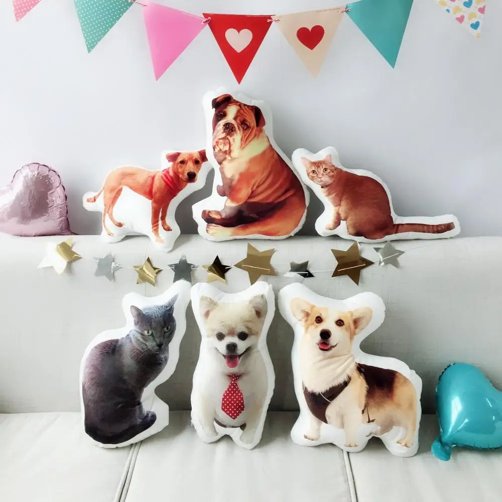 

Photo customized DIY Cat and Dog Shape Pillow Birthday Gift Sofa Auto Creative Cushion