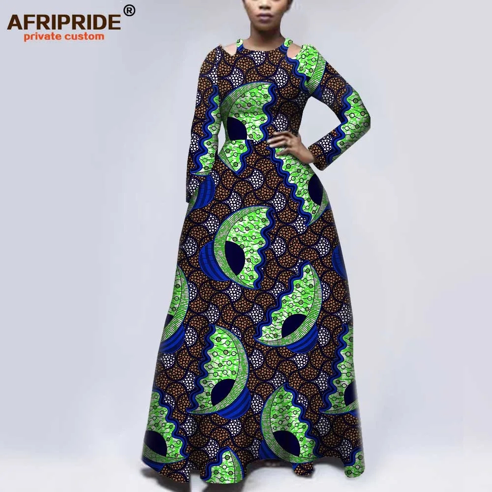 Afripride, африканские платья с принтом для женщин, изготовленные на заказ, длинные рукава, длина до пола, женское облегающее и расклешенное церковное платье A1925050