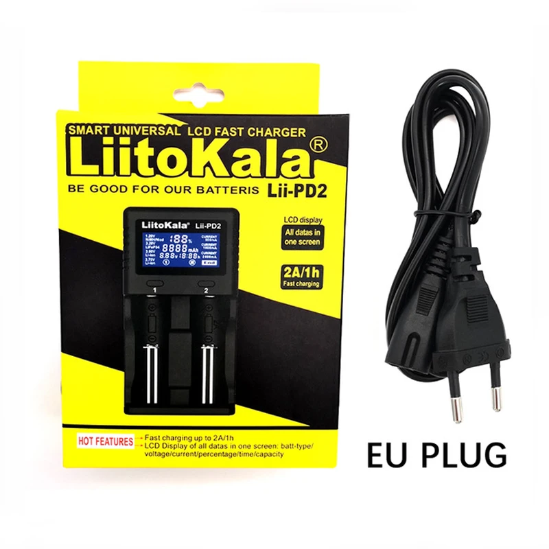 Battery charger Liitokala Lii-PD4 PL4 PD2, for 18650 3.7V Li-ion, 1.2V NiMH, 21700 18350 18500 AAA LiFePO4 3.2V 3.85V, 26650