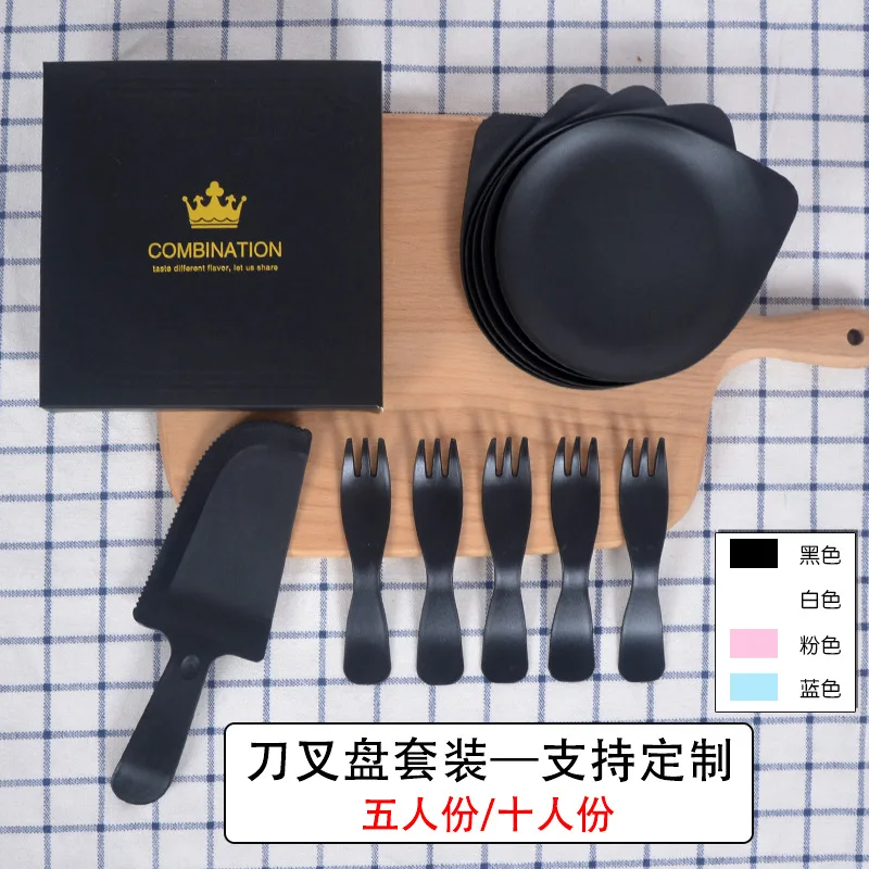 

Disposable Plastic Water Droplet Disk Cake Tableware Cutlery Tray Set Combination Birthday Party Tableware Supplies Boxed