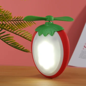

USB Rechargeable Fan Portable Cartoon Fruit Handheld Cooling Fan with LED Light Office Quiet Collapsible Desk Fans