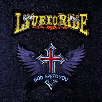 

Punk God Speed You Embroidered Patches for Clothing Stickers Stripes Motorcycle Biker Patch Iron on Patches Applique Stickers