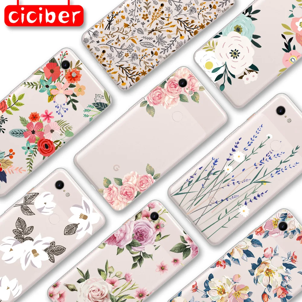 Floral Flower Case For Google Pixel 4 5 3 2 XL Cover for Pixel 3a 4a XL 5G Soft Silicone TPU Shockproof Protect Phone Back Funda