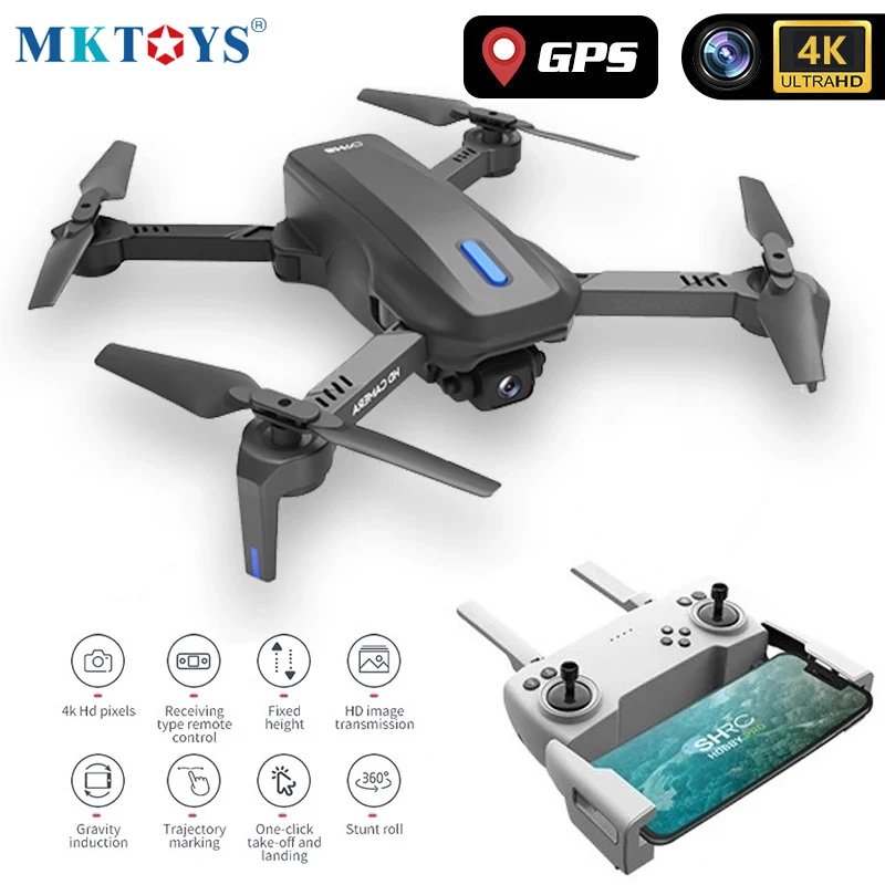 MKTOYS-Mini Dron con GPS, cámara 4K, HD, Dron FPV, cuadricóptero, retorno automático, regalos profesionales, Wifi, plegables, VS F3, E520S