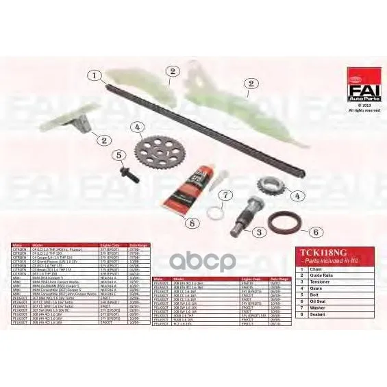 Комплект Цепи Грм Citroen C4(Lc_) 1.6 Thp 140 07/08-(5ft(Ep6dt)(Комплект Без Прокладок/Сальников) FAI арт. TCK118NG