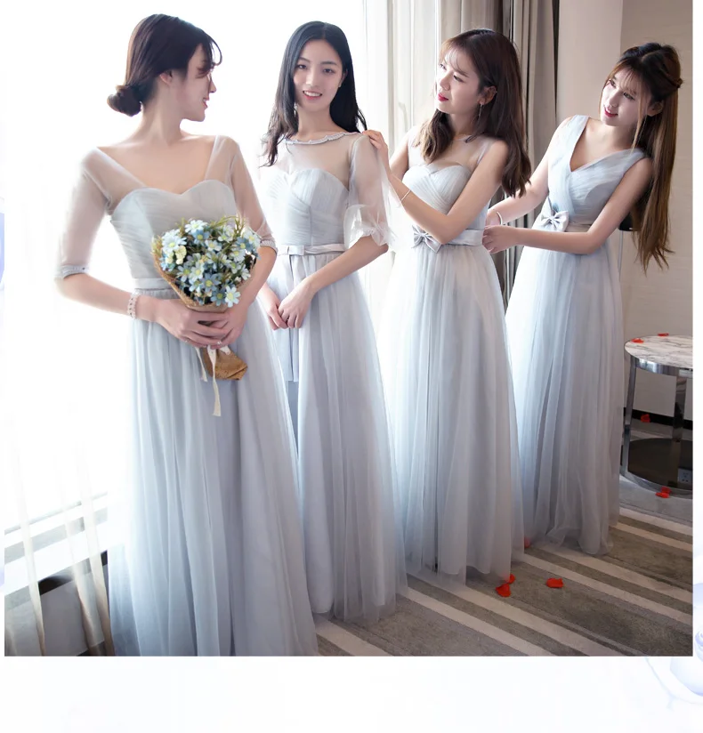 Серое Платье для подружки невесты размера плюс из тюля бордового цвета элегантное сексуальное длинное платье в пол для выпускного вечера и нового года