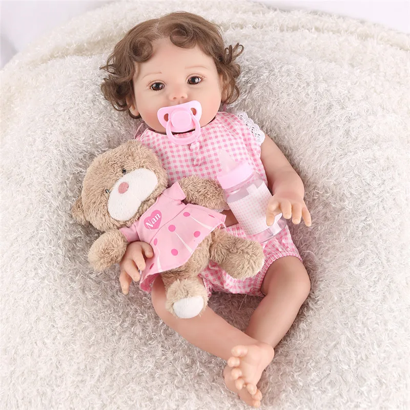 

Bebe Reborn Realista 45CM Soft Full Body Silicone Simulation Reborn Baby Doll Realistic Toddler Bonecas Girl Bebe Bathe Toy Doll