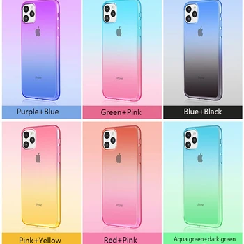 

500pcs Colorful Gradient Soft TPU Silicone Gel Case For iPhone 11 Pro Max XS XR X 8 7 6 6S Plus Ultra Thin Slim Shockproof Cover