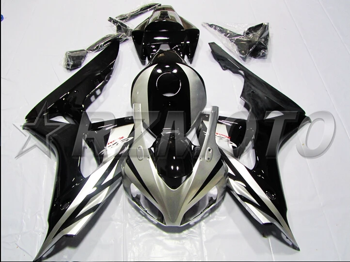 Топ литья под давлением ABS Полный комплект обтекателя Подходит для Honda CBR1000RR 06 07 2006 2007 1000RR Обтекатели набор серебристого черного цвета