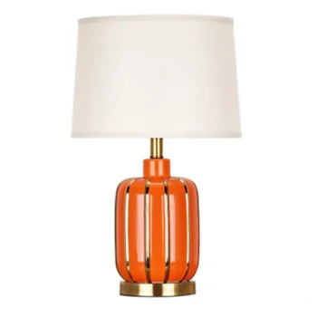 

American Style Orange Lampbody Ceramic Table Lamp For BedRoom Bedside Living Room Foyer Study Desk Reading Night Light 190147
