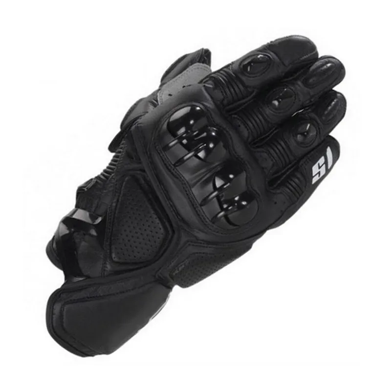 Альпийские гоночные перчатки для мотокросса со звездами Мотоциклетные Перчатки Кожаные Guantes Moto Luva Motociclista Мотоциклетные Перчатки Gant Motor - Цвет: Черный