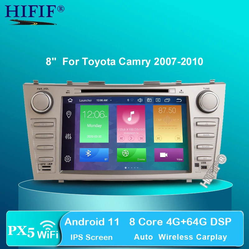 PX5 ОЗУ 4G Android 11 Carplay DSP IPS AV выход автомобильный DVD-плеер для Toyota Camry 2007 2008 2009