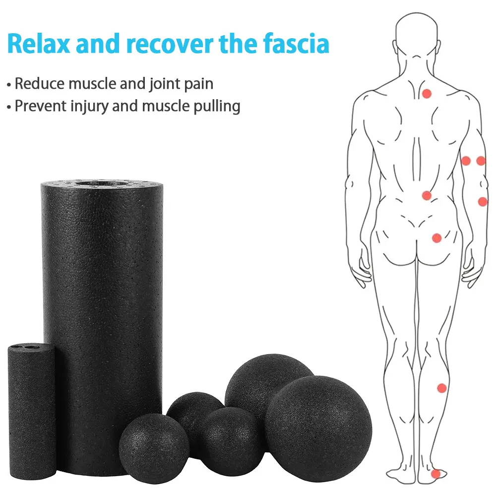 3/5pcs Fitness Ball Foam Roller Yoga Massage Roller for Back Pain Self-Myofascial Treatment Pilates Muscle Release Exercises