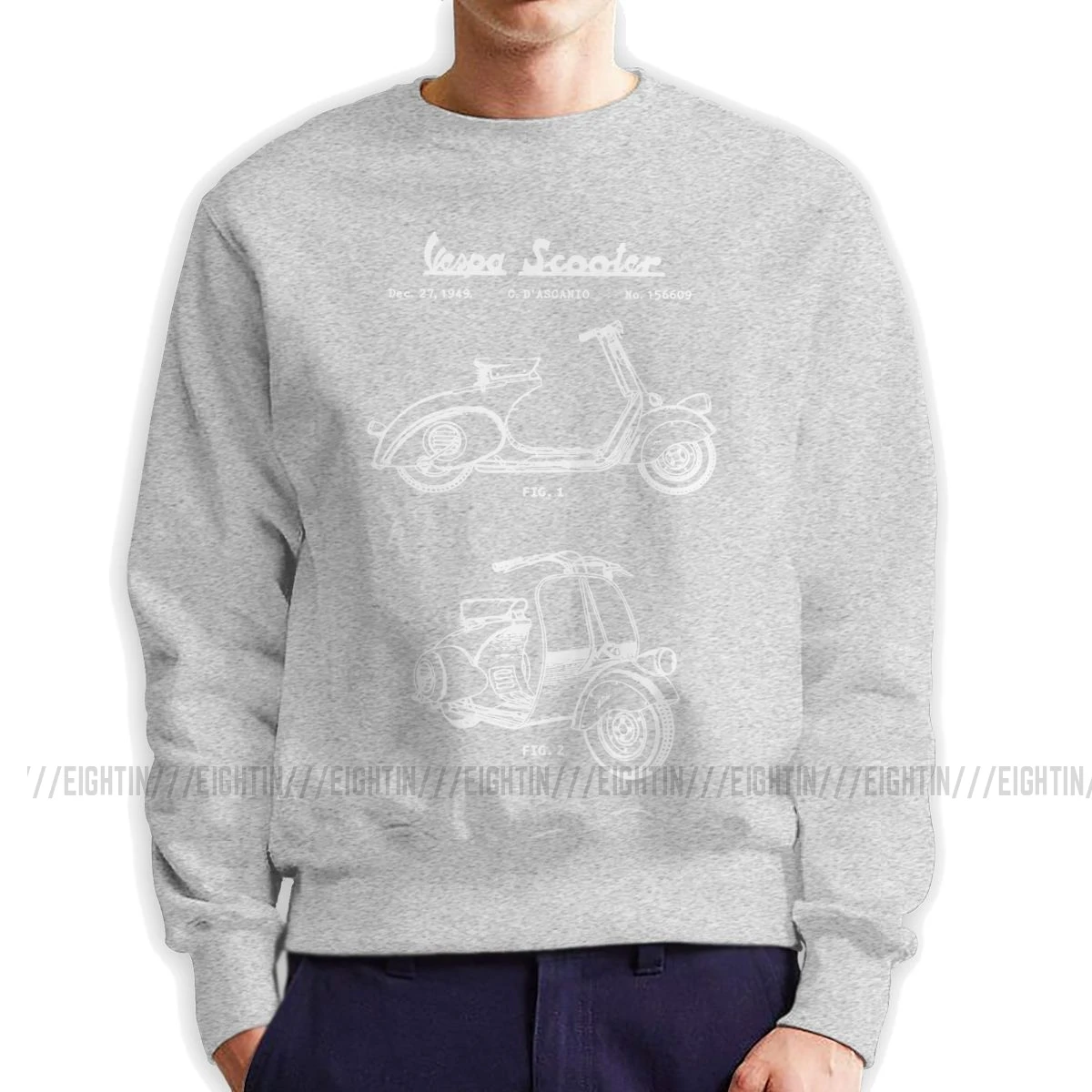 Мужская толстовка Vespa для скутера, лакированная Италия, Италия, уникальная Ретро мотоциклетная толстовка, пуловер Новинка, органический хлопок, худи, подарок - Цвет: Серый