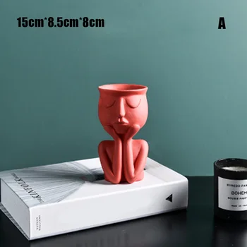 

Character Portrait Flower Pot Resin Succulents Plant Pot Abstract Face Flower Pot Home Desktop Landscape Decor J2Y