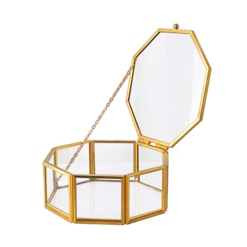 

Glass Jewelry Box, Geometric Jewelry Box, Jewelry Trinket Glass Box, for Storage and Display Rings, Earrings and Flower