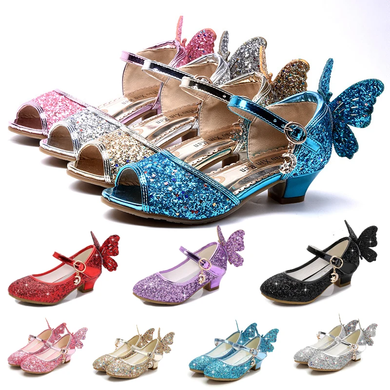 roestvrij Observeer prachtig Prinses Kinderen Leren Elsa Schoenen Voor Meisjes Glitter Vlinder Knoop  Jurk Party Kinderen Hoge Hak Csuals Schoen Voor Kinderen Roze silve|Leren  Schoenen| - AliExpress