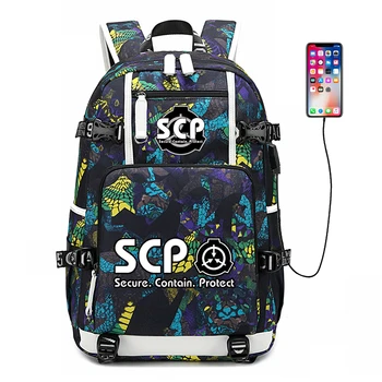 

SCP Special Containment Procedures Foundation Cosplay Backpack School USB Charging Shoulder Bags Pencil Case Laptop Travel Gift