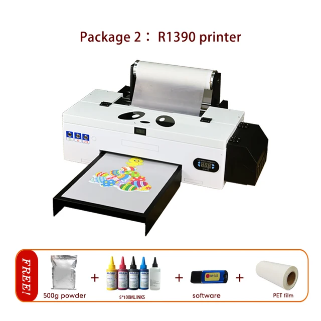 Punehod A3 DTF Thermal Transfer Printer Automatic Pre-heating DIY T Shirt Printing Machine Heat Press Textile Tool For Business Panda 1390