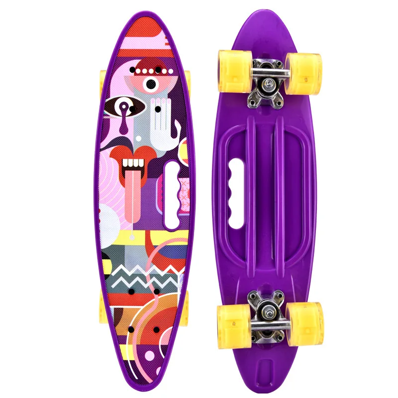 

Beginner Children Four-Wheel Small fish Board Skateboard FLED Flash Wheel Single Kick Brush Street Board Children Outdoor Toy