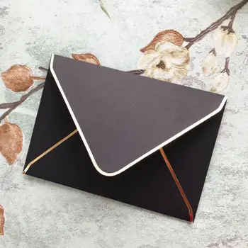 

25PCS/LOT Hot Stamping Luxury Black Paper Envelope Wedding Invitation Card Simple Design Business Party Fancy Dress Party