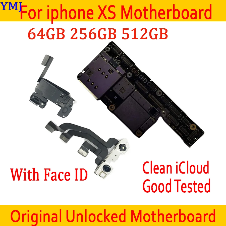 

64GB 256GB 512GB Full Tested Unlocked For iPhone XS Motherboard With/Without Face ID Mainboard For iPhone XS Logic Board plate