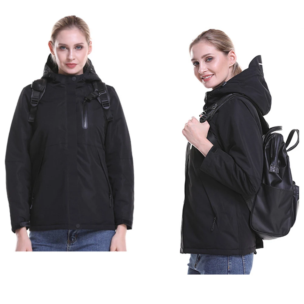 Ceny Zima na zewnątrz kobiety wodoodporna USB podczerwieni podgrzewana kurtka z kapturem elektryczna odzież termiczna płaszcz dla sportu wspinaczka turystyka