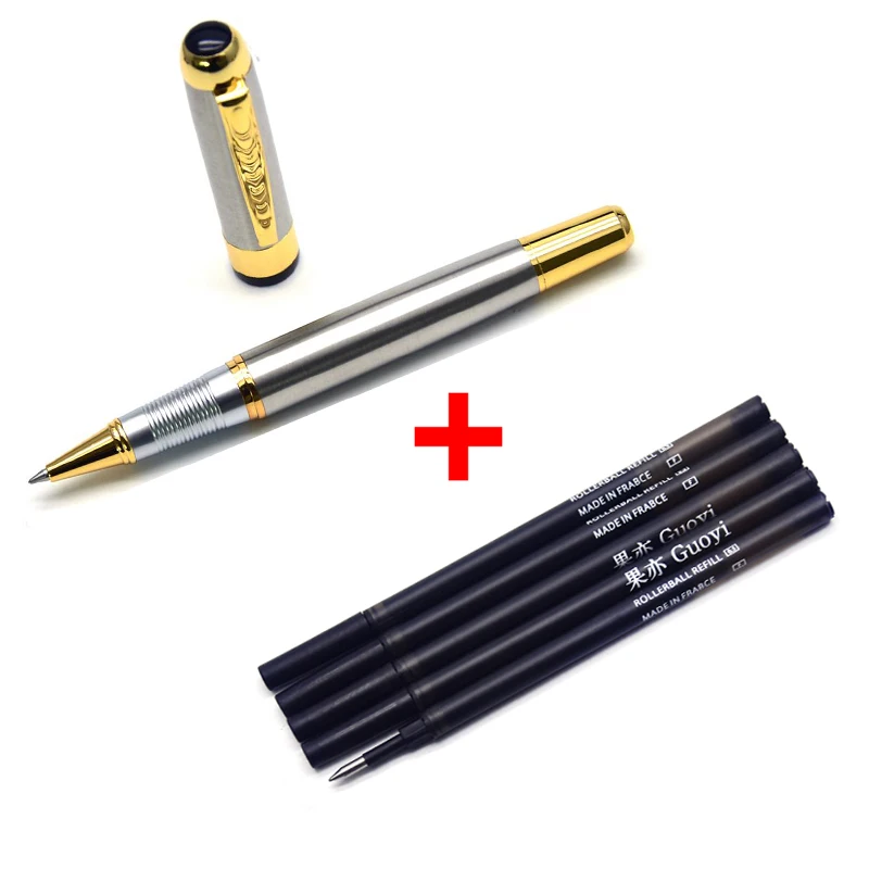 Guoyi A106 Новая высококачественная Роскошная металлическая шариковая ручка для школы и офиса, подарочная ручка, принадлежности для письма, ручка - Цвет: steelPen-5 Black ink