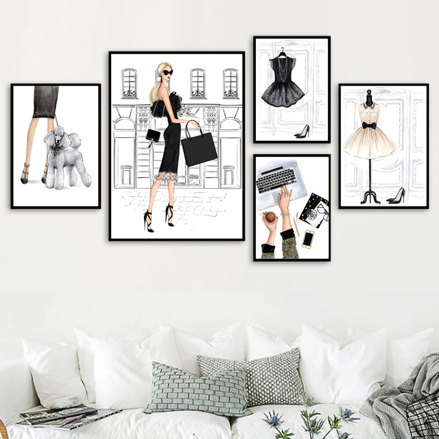 Paris Fashion Girl Luxury Store Canvas  Nordic Fashion Wall Art - Sexy  Girl Fashion - Aliexpress