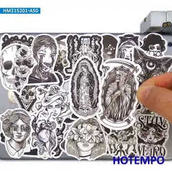 50 pcs Gothique Fille Sorcière Diable Crâne Totem Motif Drôle Autocollant pour Téléphone Ordinateur Portable Bagages Planche À Roulettes Vélo Moto Autocollants De Voiture 