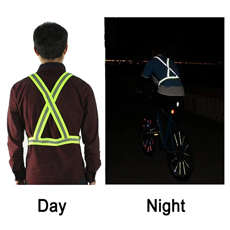 Adjustable Safety Security High Visibility Reflective Vest Gear Stripes Night Running