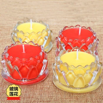 

Buddha Butter Candle Cup Lamp Smokeless Temple Lotus Candle Jars Small Glass Wholesale Lampa Naftowa Buddhist Supplies EB50LZ
