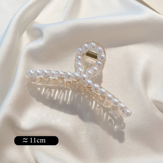 Pearl Hair Claw For Women Ladies Makeup Hair Barrettes Hair Accessories Korean Cross Crab Hair Clip Fashion Girl Headwear