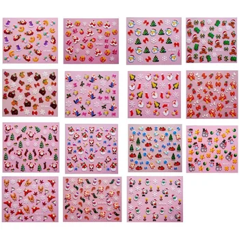 

15Pcs Christmas Nail Stickers Snowman Santa Deer Manicure New Year Slide Manicure Fully Wrapped Tool