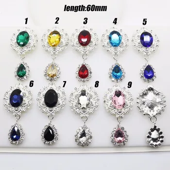 

DIY 30 * 60 mm 5pcs / pank Fashion Flower Metal Round Crystal Cluster Rhinestone Pearl Wedding Bridal Button Flat Back Button.