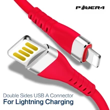 Power4 двухсторонний USB кабель для телефона Lightning/iPhone usb зарядный провод из пищевого силикона для Apple короткая линия передачи данных