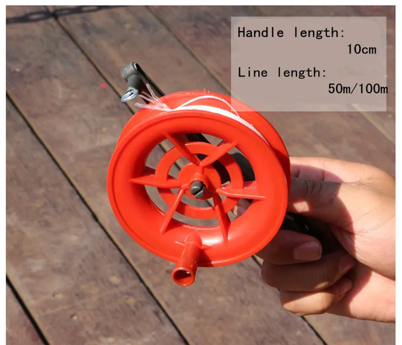 30//50//100M Twisted String Line Red Wheel Kite Reel Winder Outdoor Sport Toys