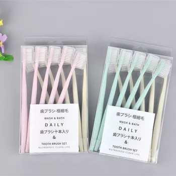 

10pcs Japanese Style Simple Soft Toothbrush Macarons Adult Small Head Soft Hair Toothbrush With Sheath Factory Wholesale