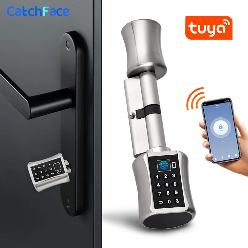 Bluetooth цилиндр отпечатков пальцев замок Tuya APP биометрический электронный умный