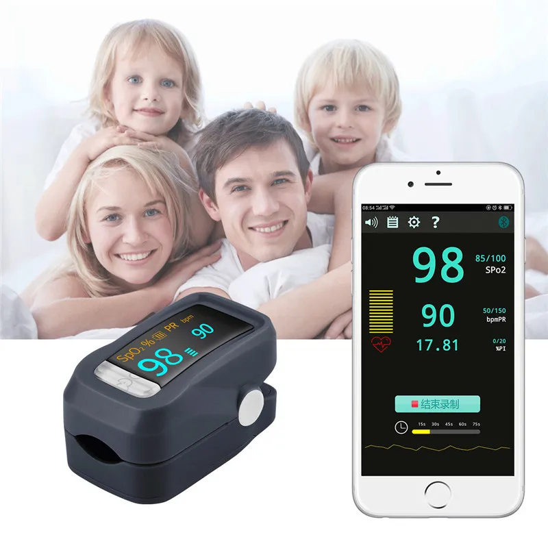 Цифровой Пульсоксиметр пальца Bluetooth индикатор насыщения кислородом SPO2 детектор пульса OLED экран монитор здоровья
