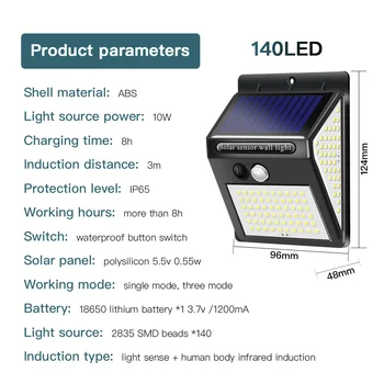 

Outdoor Solar Wall Light Security Lamp PIR Wide Angle Garage Yard Deck