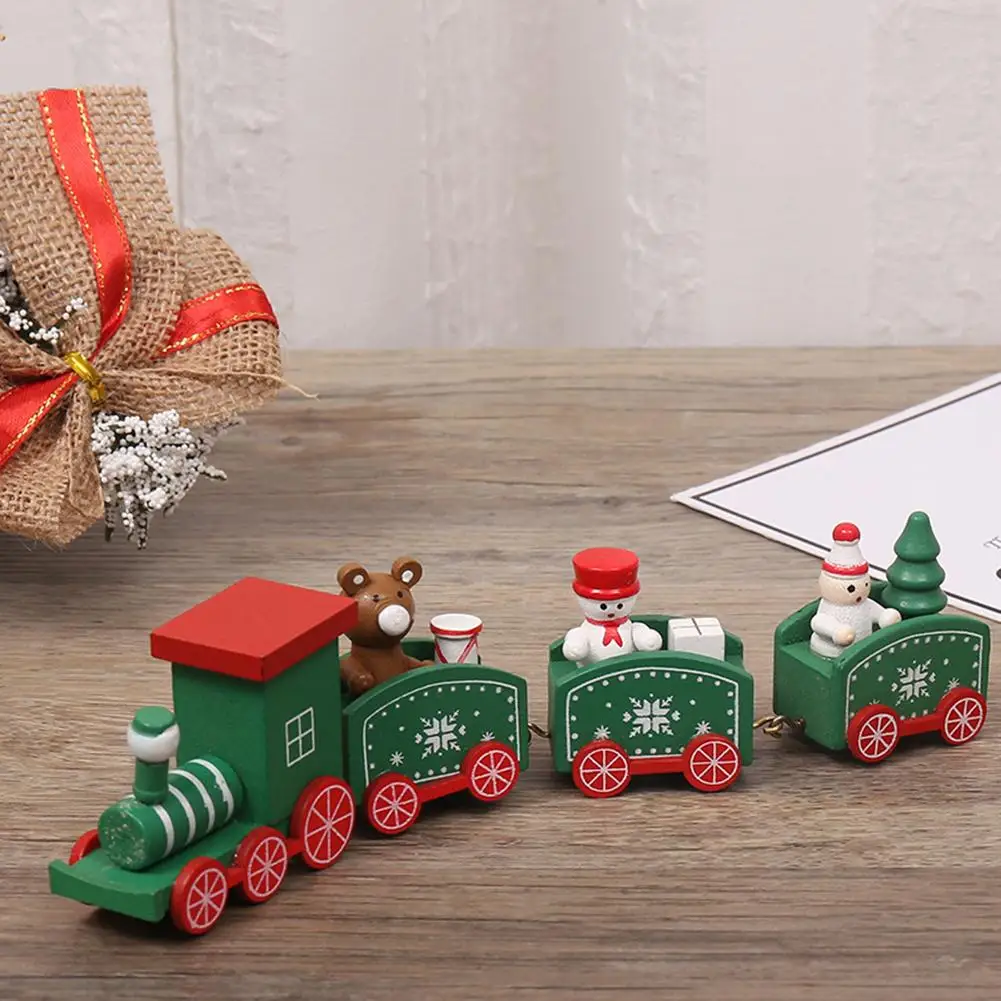 

Mini Wood Christmas Train Model Christmas Train Sets Xmas Tree Deer Snowman Santa Train Model Kids Gift Toys Christmas Decor